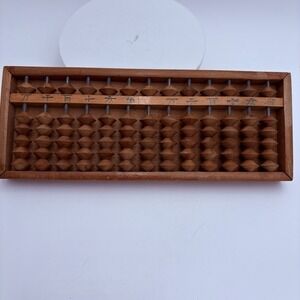 Vintage Japanese Soroban Abacus Carved Wood 15 Rows 90 Beads 1/6 Combo Math